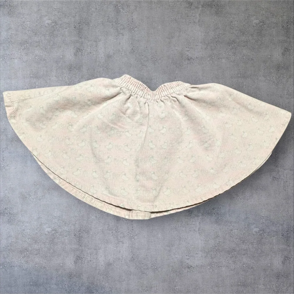 Vintage OshKosh 3T Pink Corduroy Goose Print Skirt Elastic Waist Made USA‎